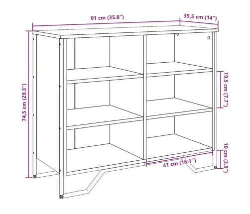 Puhvetkapp, Must, 91X35,5X74,5 cm Tehispuit