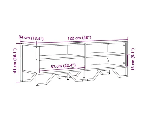Televizoriaus Spintelė, Pilka Ąžuolo, 122X34X41cm Mediena Televizoriaus Spintelė, Pilka Ąžuolo, 122X34X41cm Mediena
