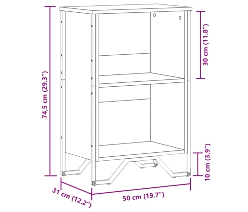 Raamatualus, Hall Sonoma Tamm, 50X31X74,5 cm Tehispuit