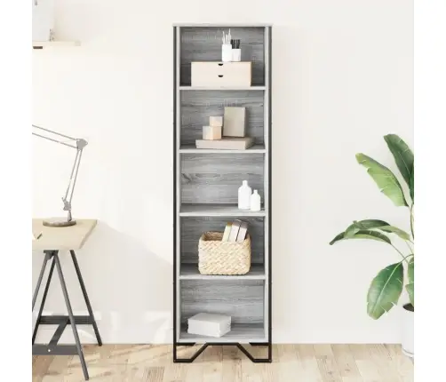 Grāmatplaukts, Pelēka Koka, 50X31X169 Cm, Inženierijas Koks Vidaxl