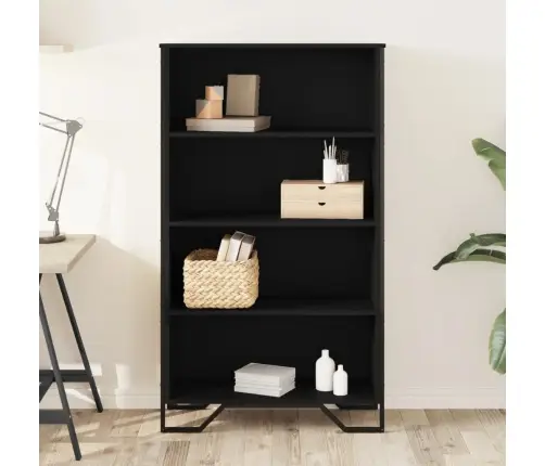 Knygų Spinta, Juodos Spalvos, 80X31X137,5cm Apdirbta Mediena