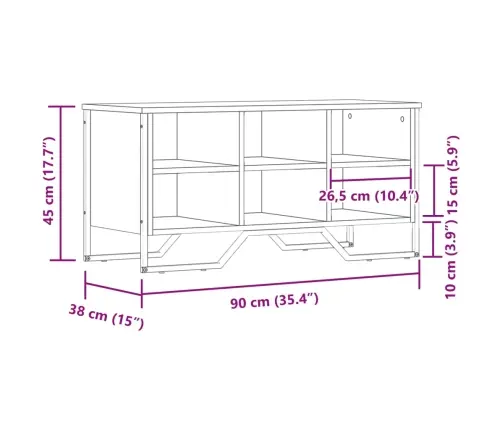 Jalatsikapp, Sonoma Tamm, 90X38X45,5 cm Tehispuit