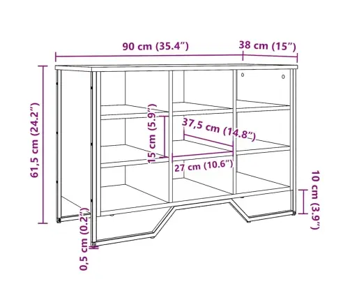 Apavu Skapītis, Brūna Ozolkoka, 90X38X61,5 Cm, Inženierijas Koks Vidaxl