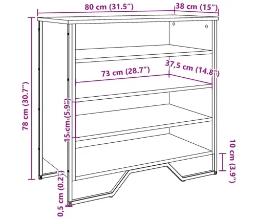 Apavu Plaukts, Ozolkoka Krāsa, 80X38X78 Cm, Inženierijas Koks Vidaxl