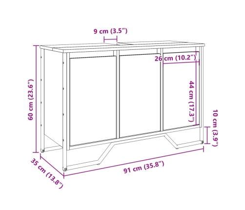 Valamukapp, Hall Sonoma Tamm, 91 X 35 X 60 cm Tehispuit
