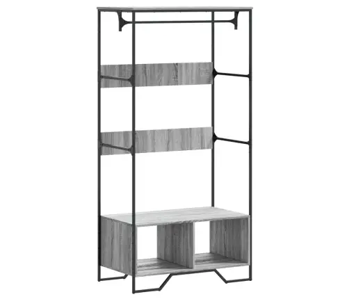 Drēbju Skapis, Pelēka Ozola, 90X50X180 Cm, Inženierijas Koks Vidaxl