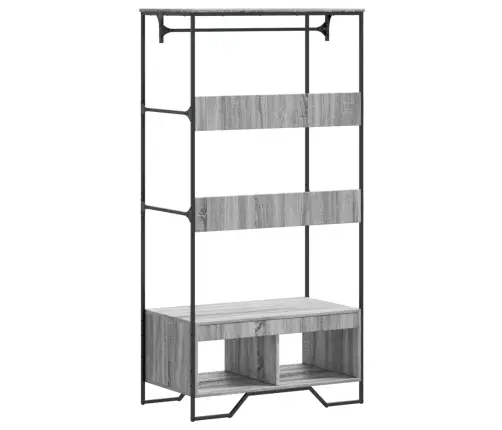 Drēbju Skapis, Pelēka Ozola, 90X50X180 Cm, Inženierijas Koks Vidaxl