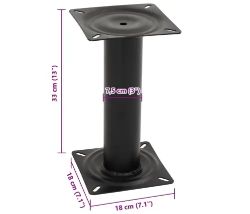 Laivas Sēdekļa Pamatne, Melna, 33 Cm, Tērauds Vidaxl