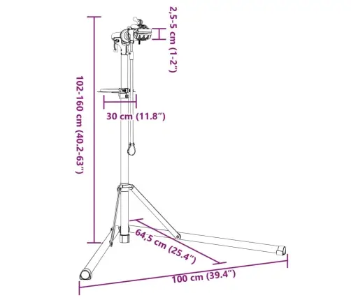 Velosipēdu Remonta Statīvs, Salokāms, 102-160 Cm, Alumīnijs Vidaxl