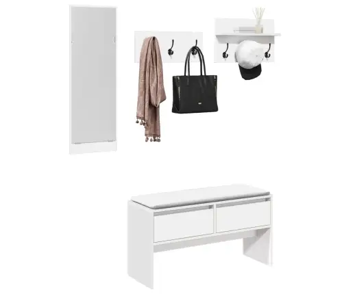 4-Daļīgs Koridora Mēbeļu Komplekts, Balts, Inženierijas Koks Vidaxl