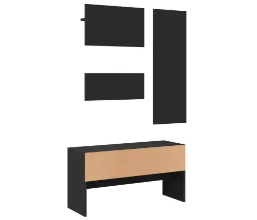 4-Daļīgs Koridora Mēbeļu Komplekts, Melns, Inženierijas Koks Vidaxl