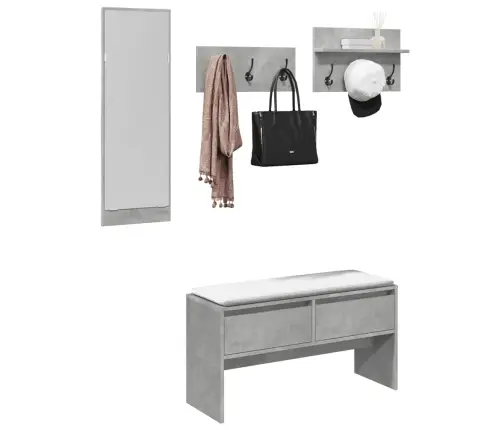 4-Osaline Esiku Mööblikomplekt, Betoonhall, Tehispuit