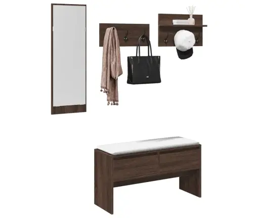 4-Osaline Esiku Mööblikomplekt, Pruun Tamm, Tehispuit