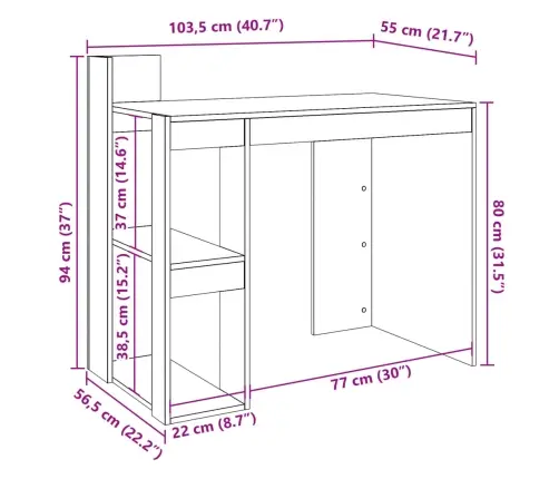 Kontorilaud, Sonoma Tamm, 103,5X56,5X94 cm Tehispuit