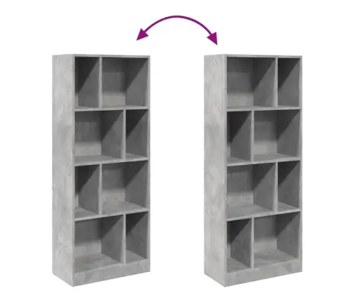 Grāmatplaukts, Betona Pelēks, 57X28,5X141 Cm, Inženierijas Koks Vidaxl