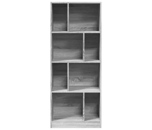 Grāmatplaukts, Pelēka Koka, 57X28,5X141 Cm, Inženierijas Koks Vidaxl