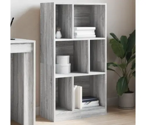 Grāmatplaukts, Pelēka Koka, 57X28,5X107,5 Cm, Inženierijas Koks Vidaxl