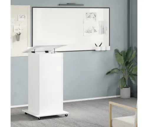 Tribūna Su Ratukais Ir Stalčiumi, Balta, 55X55X107cm Mediena