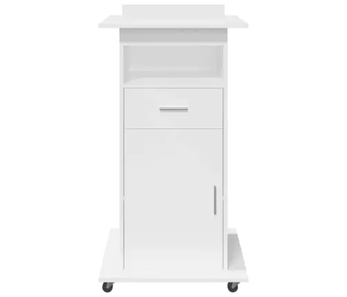 Tribūna Su Ratukais Ir Stalčiumi, Balta, 55X55X107cm Mediena