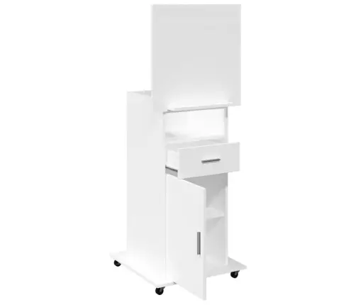 Tribūna Su Ratukais Ir Stalčiumi, Balta, 55X55X107cm Mediena