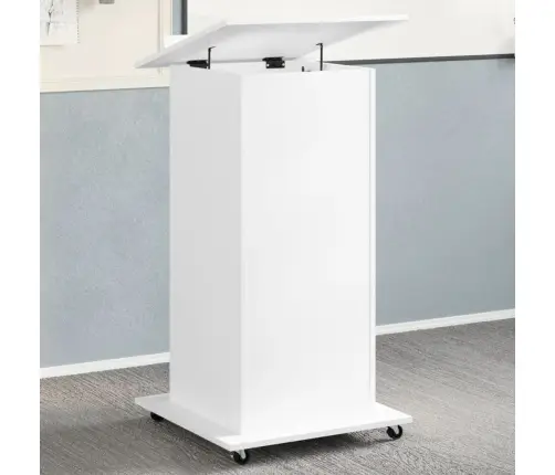 Tribūna Su Ratukais Ir Stalčiumi, Balta, 55X55X107cm Mediena