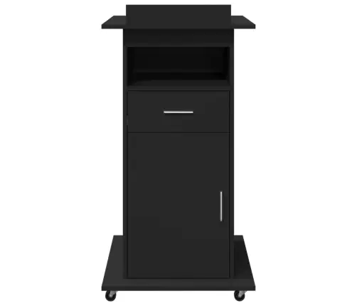 Tribūna Su Ratukais Ir Stalčiumi, Juoda, 55X55X107cm Mediena