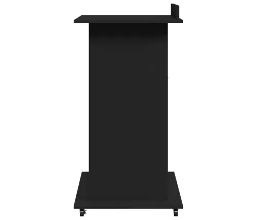 Tribūna Su Ratukais Ir Stalčiumi, Juoda, 55X55X107cm Mediena