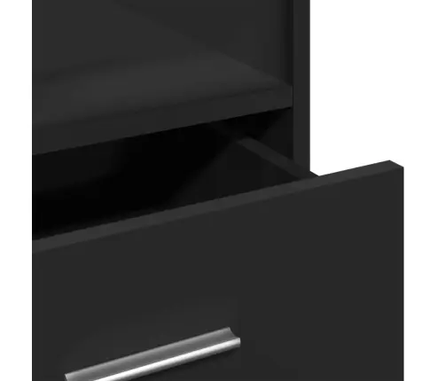 Tribūna Su Ratukais Ir Stalčiumi, Juoda, 55X55X107cm Mediena