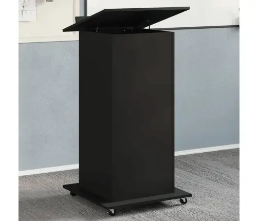 Tribūna Su Ratukais Ir Stalčiumi, Juoda, 55X55X107cm Mediena