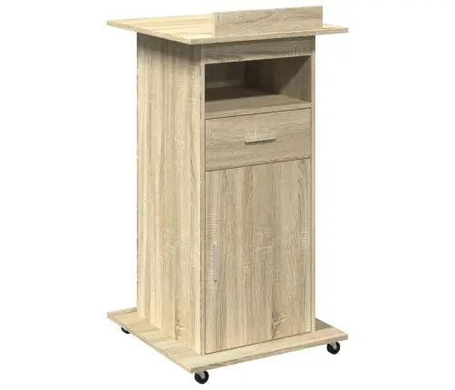 Tribūna Su Ratukais Ir Stalčiumi, Ąžuolo, 55X55X107cm Mediena