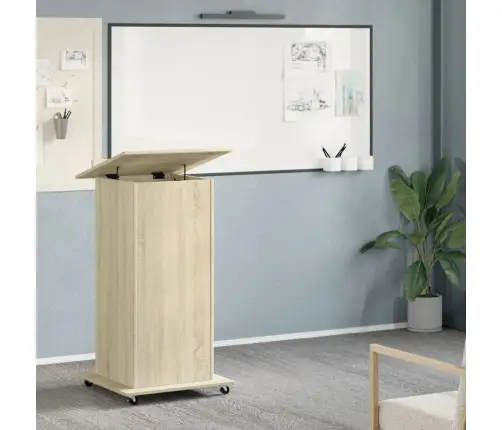 Tribūna Su Ratukais Ir Stalčiumi, Ąžuolo, 55X55X107cm Mediena