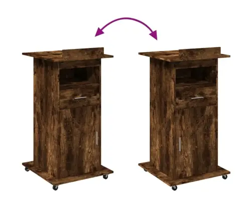 Tribūna Su Ratukais Ir Stalčiumi, Ruda, 55X55X107cm Mediena