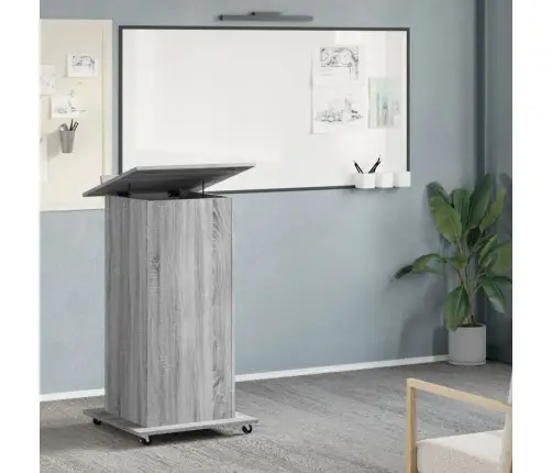 Lektora Galds Ar Riteņiem&Atvilktni, Pelēka Ozola, 55X55X107 Cm Vidaxl