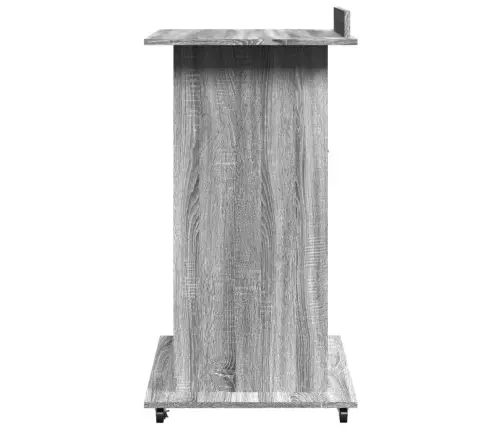 Lektora Galds Ar Riteņiem&Atvilktni, Pelēka Ozola, 55X55X107 Cm Vidaxl