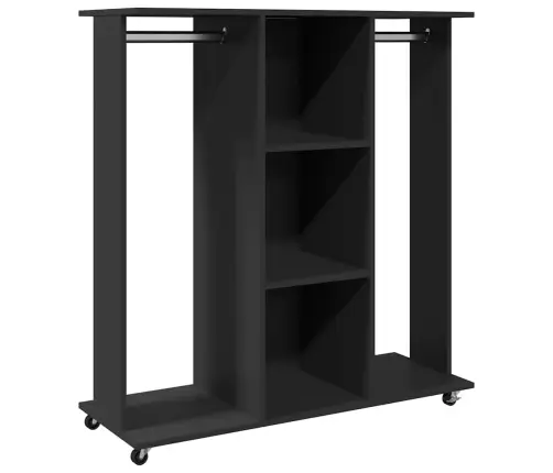 Skapis Ar Riteņiem, 102X38X110 Cm, Melns, Inženierijas Koks Vidaxl