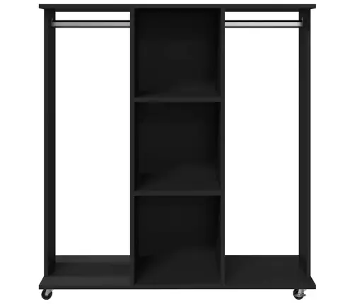 Skapis Ar Riteņiem, 102X38X110 Cm, Melns, Inženierijas Koks Vidaxl