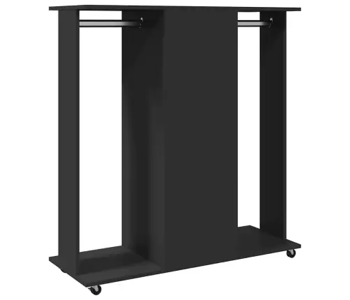 Skapis Ar Riteņiem, 102X38X110 Cm, Melns, Inženierijas Koks Vidaxl