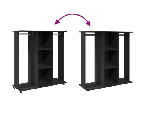 Skapis Ar Riteņiem, 102X38X110 Cm, Melns, Inženierijas Koks Vidaxl