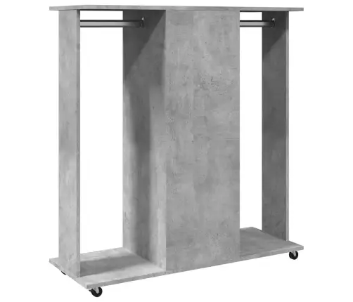 Ratastega Riidekapp, Betoonhall, 102 X 38 X 110 cm Tehispuit