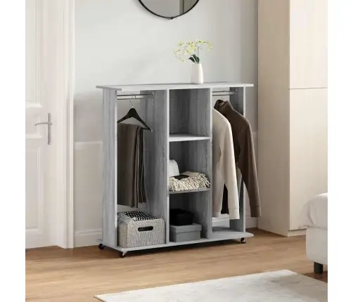 Skapis Ar Riteņiem, 102X38X110 Cm, Pelēka Ozola, Koks Vidaxl