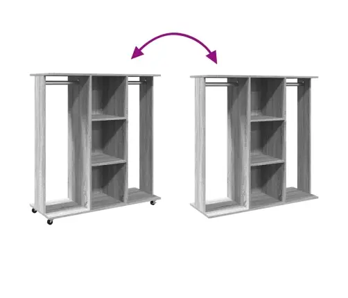 Skapis Ar Riteņiem, 102X38X110 Cm, Pelēka Ozola, Koks Vidaxl