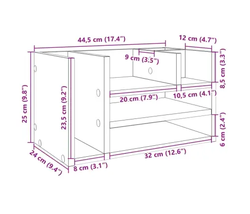 Rakstāmgalda Organizators, Ozolkoka, 44,5X24X25 Cm, Koks Vidaxl