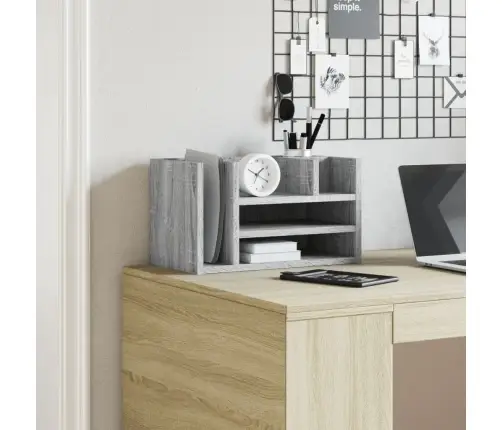 Rakstāmgalda Organizators, Pelēka Ozola, 44,5X24X25 Cm, Koks Vidaxl