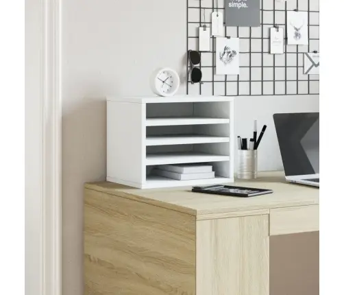 Rakstāmgalda Organizators, Balts, 36X26X29,5 Cm, Koks Vidaxl