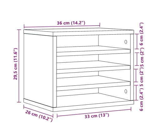 Rakstāmgalda Organizators, Balts, 36X26X29,5 Cm, Koks Vidaxl
