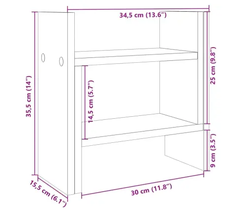 Rakstāmgalda Organizators, Balts, 34,5X15,5X35,5 Cm, Koks Vidaxl