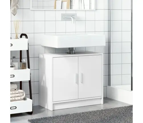 Izlietnes Skapītis, Balts, 63X29X55 Cm, Inženierijas Koks Vidaxl