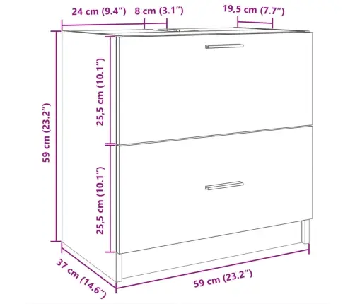Izlietnes Skapītis, Ozolkoka, 59X37X59 Cm, Inženierijas Koks Vidaxl Izlietnes Skapītis, Ozolkoka, 59X37X59 Cm, Inženierijas Koks Vidaxl