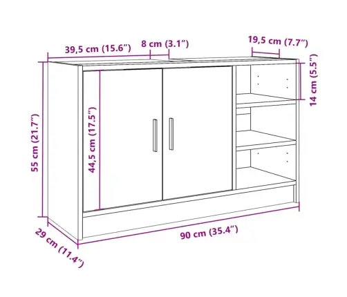 Spintelė Praustuvui, Balta, 90X29X55cm Apdirbta Mediena