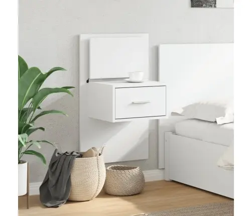 Sienas Naktsskapītis Ar Led Apgaismojumu, Balti Vidaxl